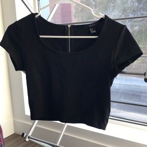 Black crop top with zipper access